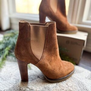 Minnelli Suede Heeled Ankle Boots Women’s  Brown Chelsea Style Made in Portugal